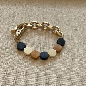 Mary Belle Multicolor Wood and Goldtone Links Bracelet